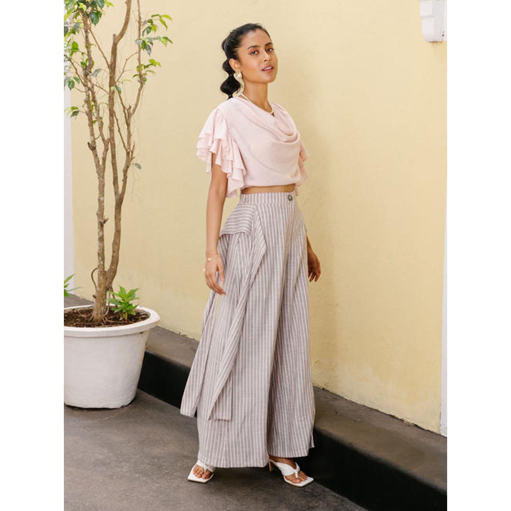 House of Fett Womens Stripes Bingtuan Pant - Beige