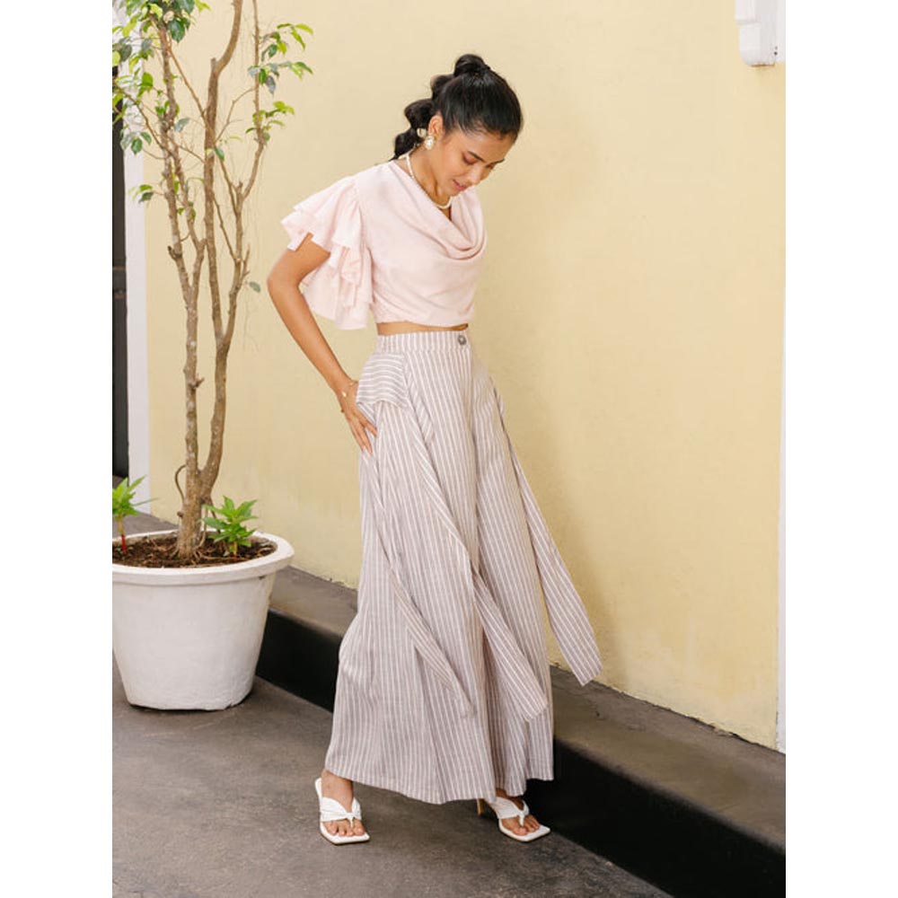 House of Fett Womens Stripes Bingtuan Pant - Beige