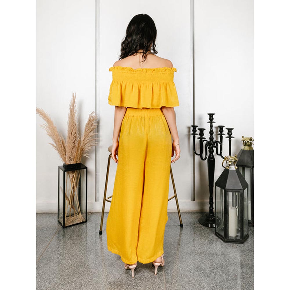 House of Fett Womens Belloni as Solid Yellow Overlap Pant