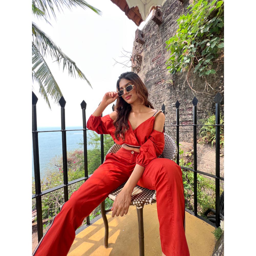 House of Fett Amber Crop Top - Red