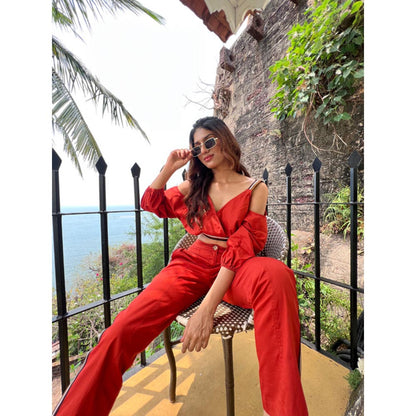 House of Fett Amber Crop Top - Red