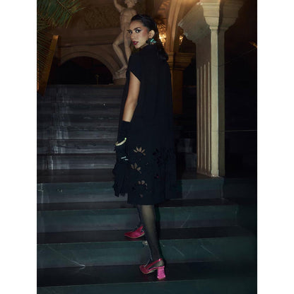 House of Fett Skyfall Cutwork Jacket Dress - Black