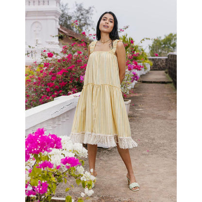 House of Fett Seychelles Gathered Dress - Yellow