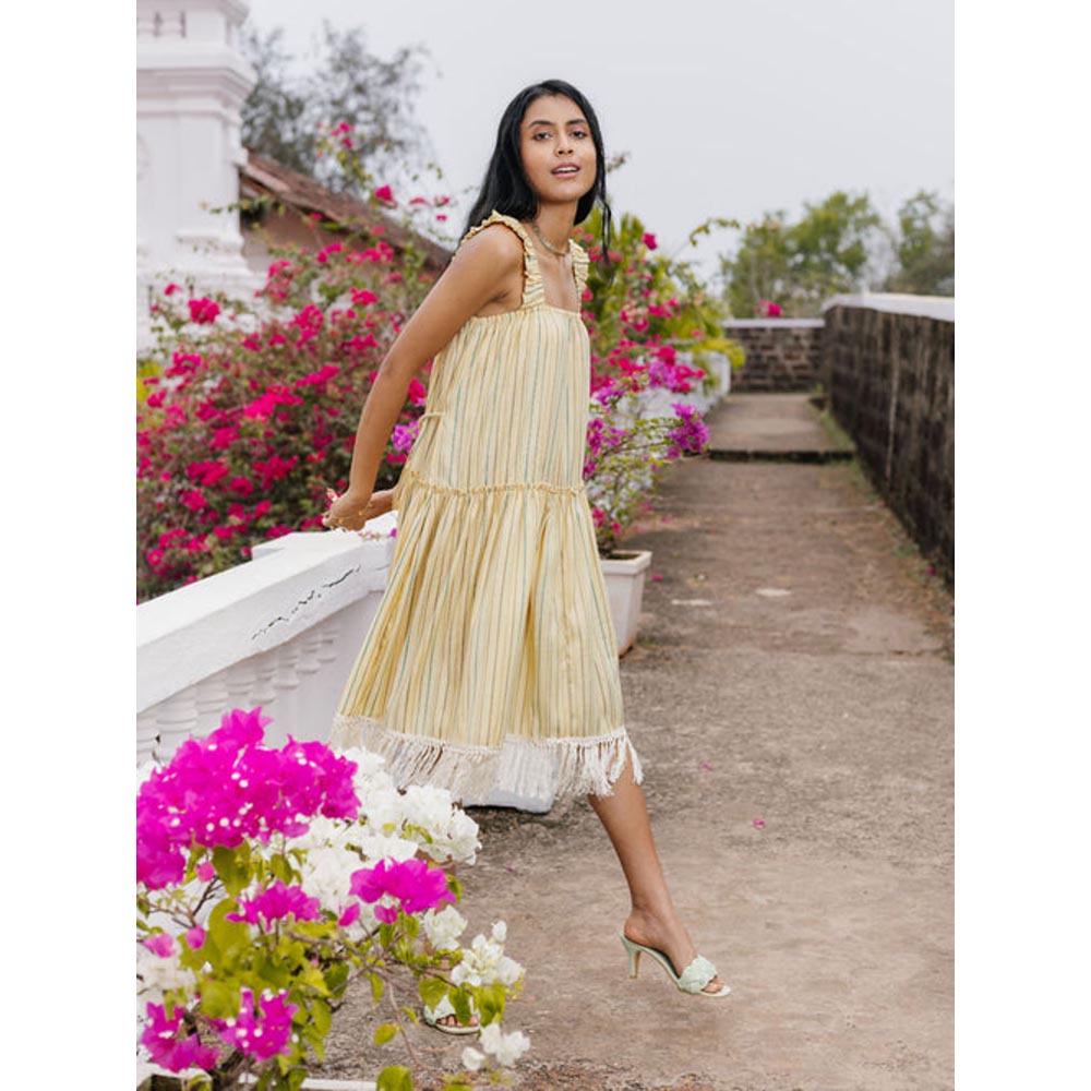 House of Fett Seychelles Gathered Dress - Yellow