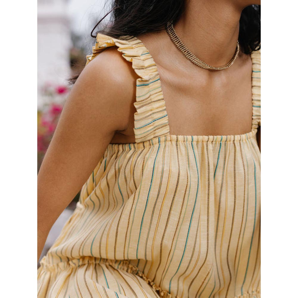 House of Fett Seychelles Gathered Dress - Yellow