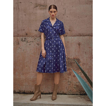 House of Fett Aqua Cotton Dress - Blue