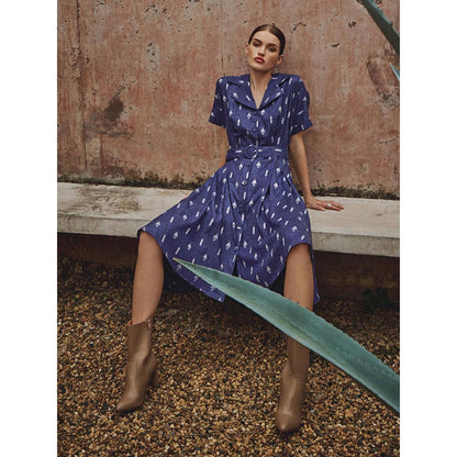 House of Fett Aqua Cotton Dress - Blue