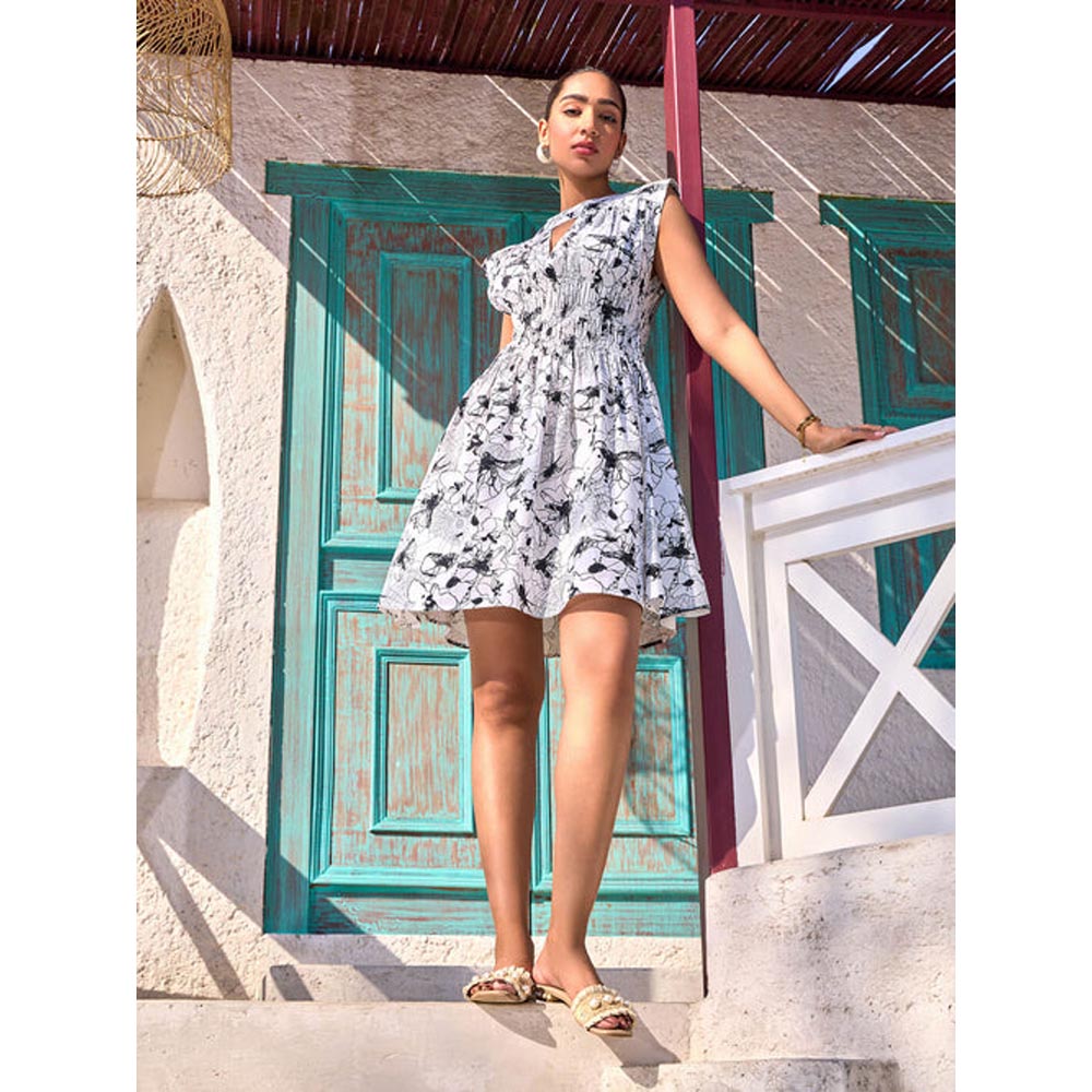 House of Fett Orb Short Cotton Dress - White