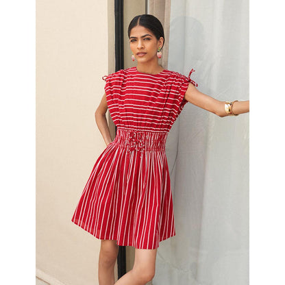 House of Fett Negroni Ruched Dress - Red