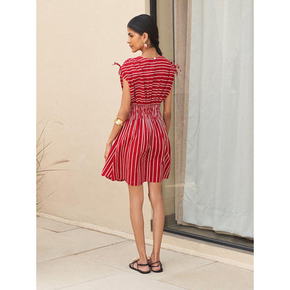 House of Fett Negroni Ruched Dress - Red