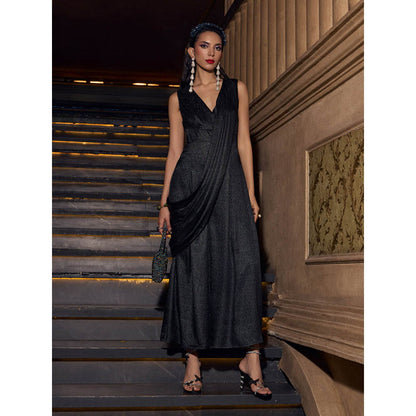 House of Fett Dash Black Drape Jumpsuit