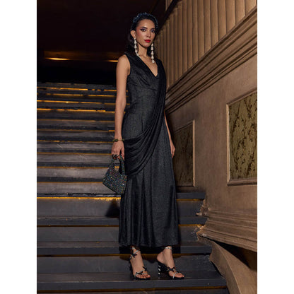 House of Fett Dash Black Drape Jumpsuit