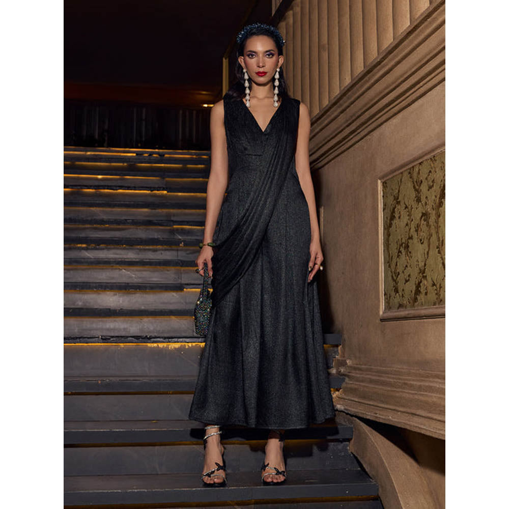 House of Fett Dash Black Drape Jumpsuit