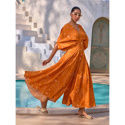 House of Fett Samode Printed Jumpsuit - Orange