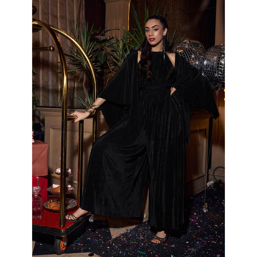 House of Fett Seeah Pleated Jumpsuit With Braids - Black