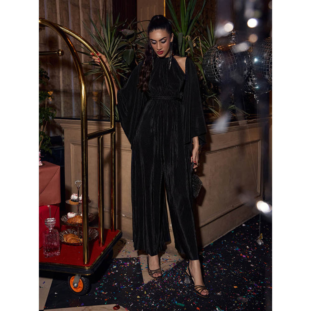 House of Fett Seeah Pleated Jumpsuit With Braids - Black