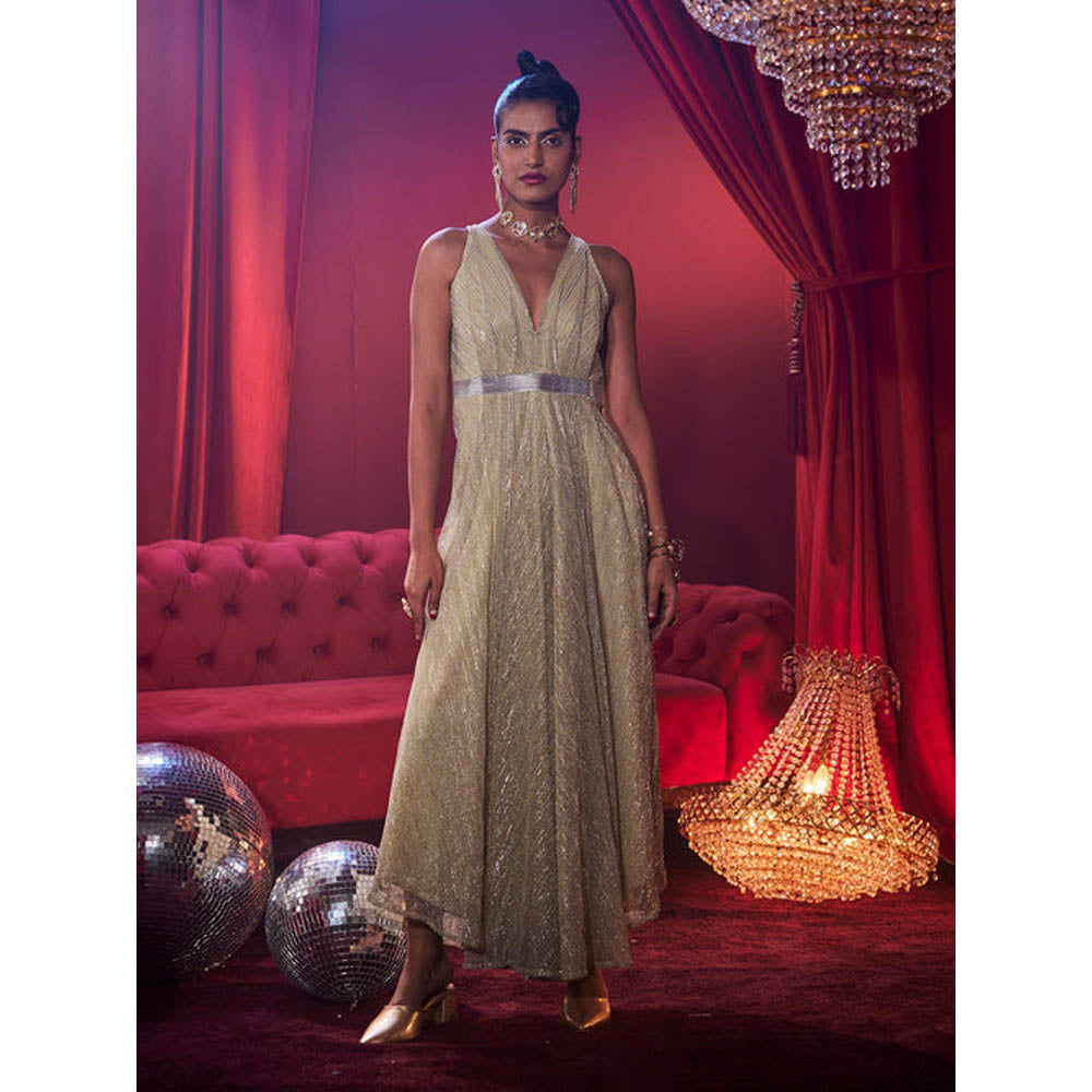 House of Fett Shimmer Glitz Gold Jumpsuit