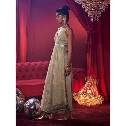 House of Fett Shimmer Glitz Gold Jumpsuit