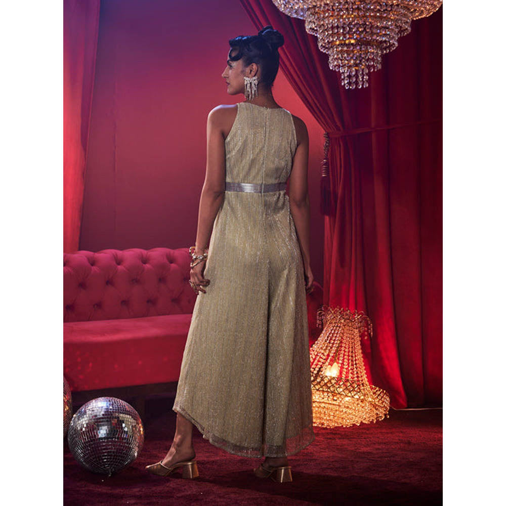 House of Fett Shimmer Glitz Gold Jumpsuit