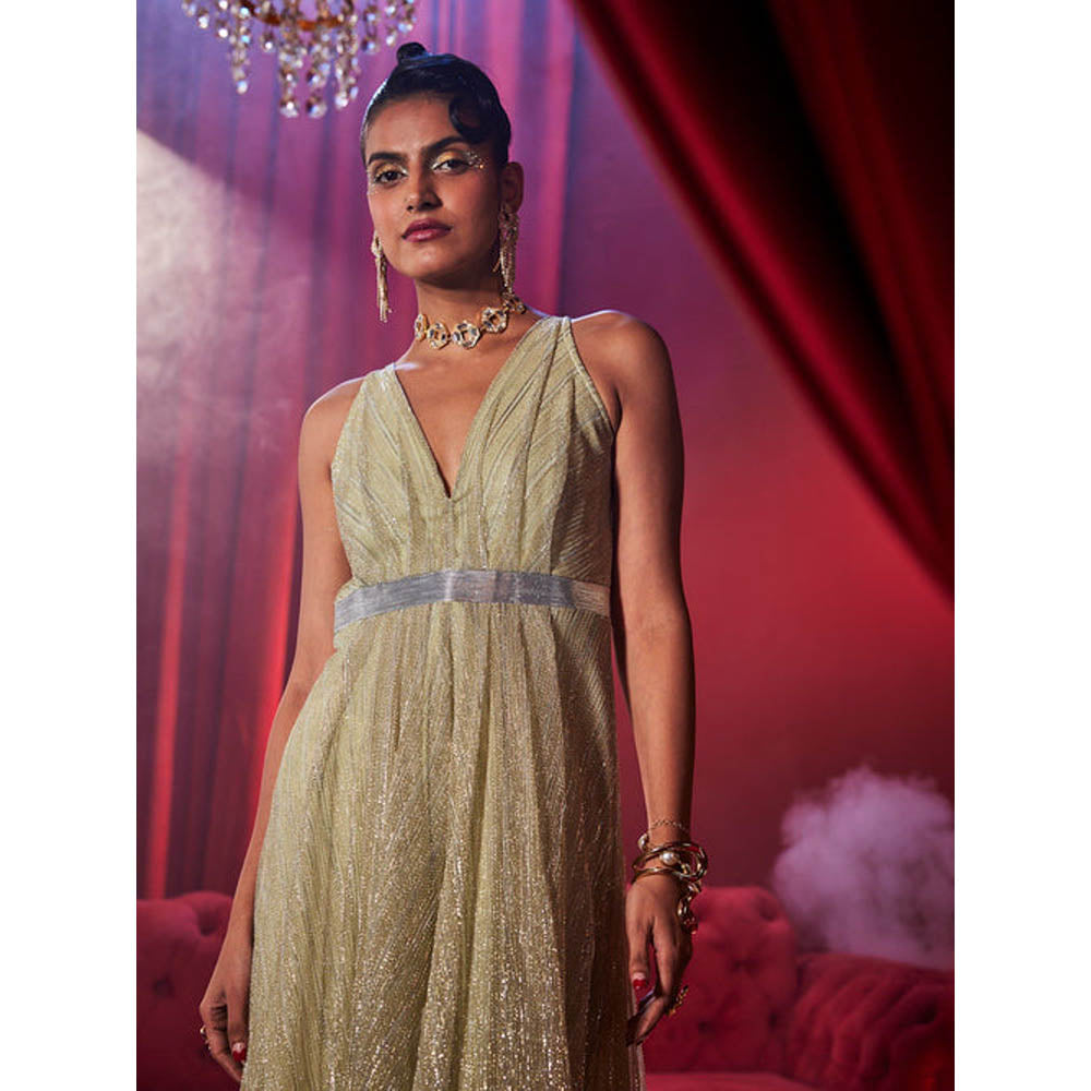 House of Fett Shimmer Glitz Gold Jumpsuit