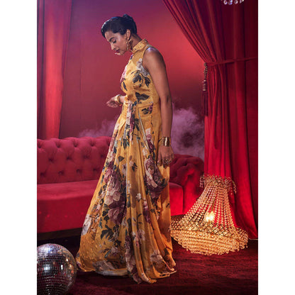 House of Fett Signoria Floral Draped Jumpsuit