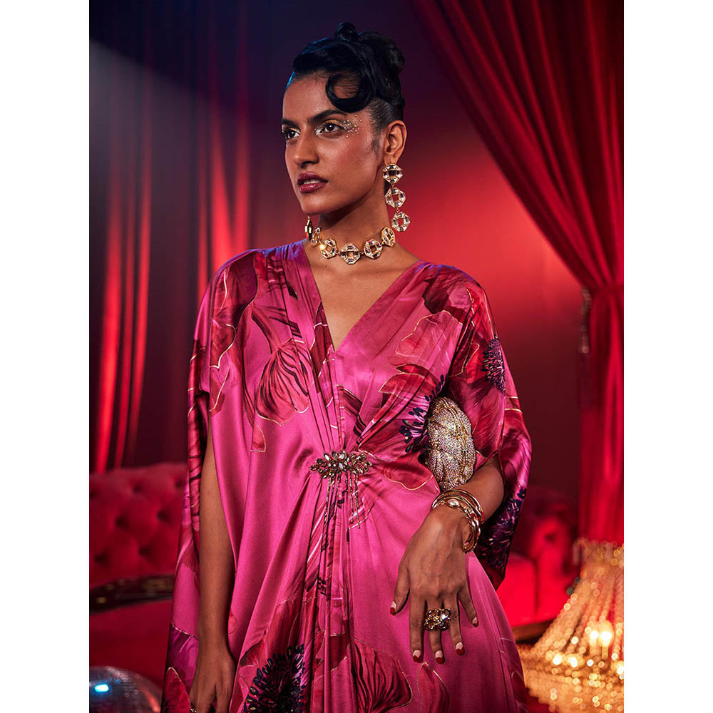 House of Fett Diva Poppy Print Dress - Pink