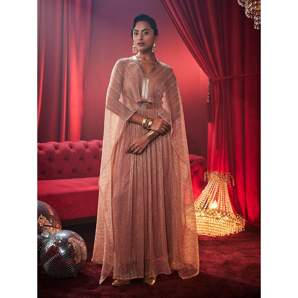 House of Fett Tiara Metallic Party Gown - Pink