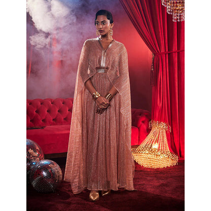 House of Fett Tiara Metallic Party Gown - Pink