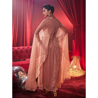 House of Fett Tiara Metallic Party Gown - Pink