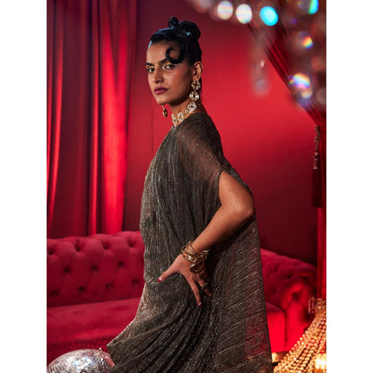 House of Fett Empress Shimmer Drape Dress - Bronze