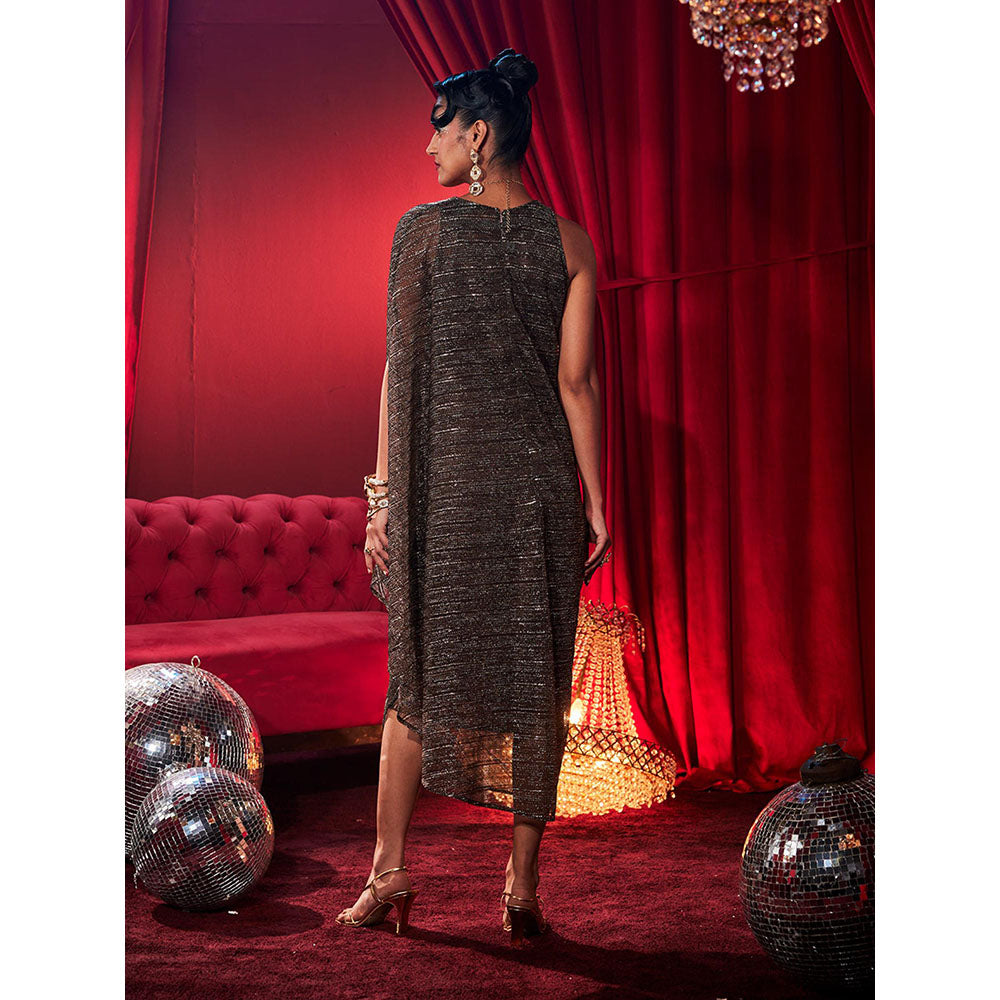 House of Fett Empress Shimmer Drape Dress - Bronze