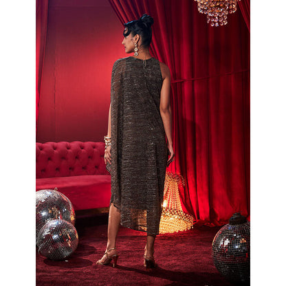 House of Fett Empress Shimmer Drape Dress - Bronze