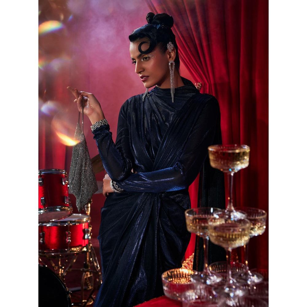 House of Fett Tiara Cutout Gown - Navy Blue