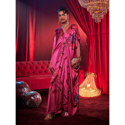 House of Fett Diva Poppy Print Kaftan Dress