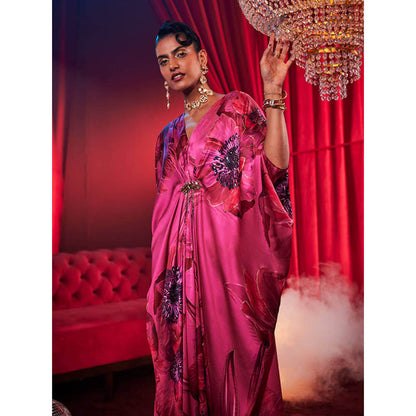 House of Fett Diva Poppy Print Kaftan Dress