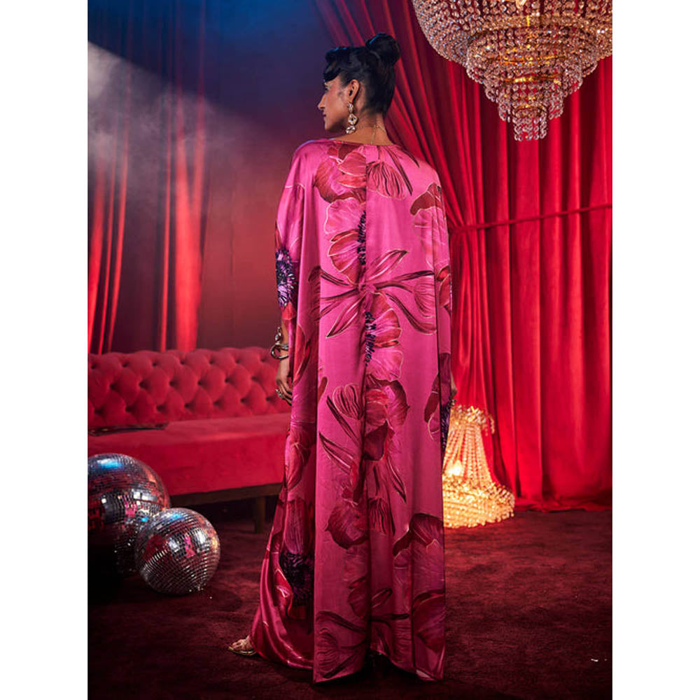 House of Fett Diva Poppy Print Kaftan Dress