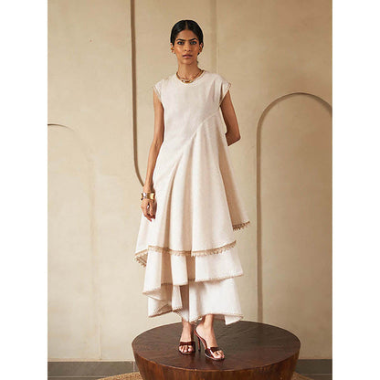 House of Fett Alila Layered Beige Top with Pant Co-Ord