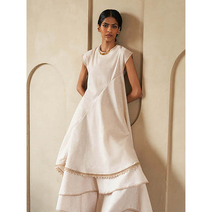 House of Fett Alila Layered Beige Top with Pant Co-Ord