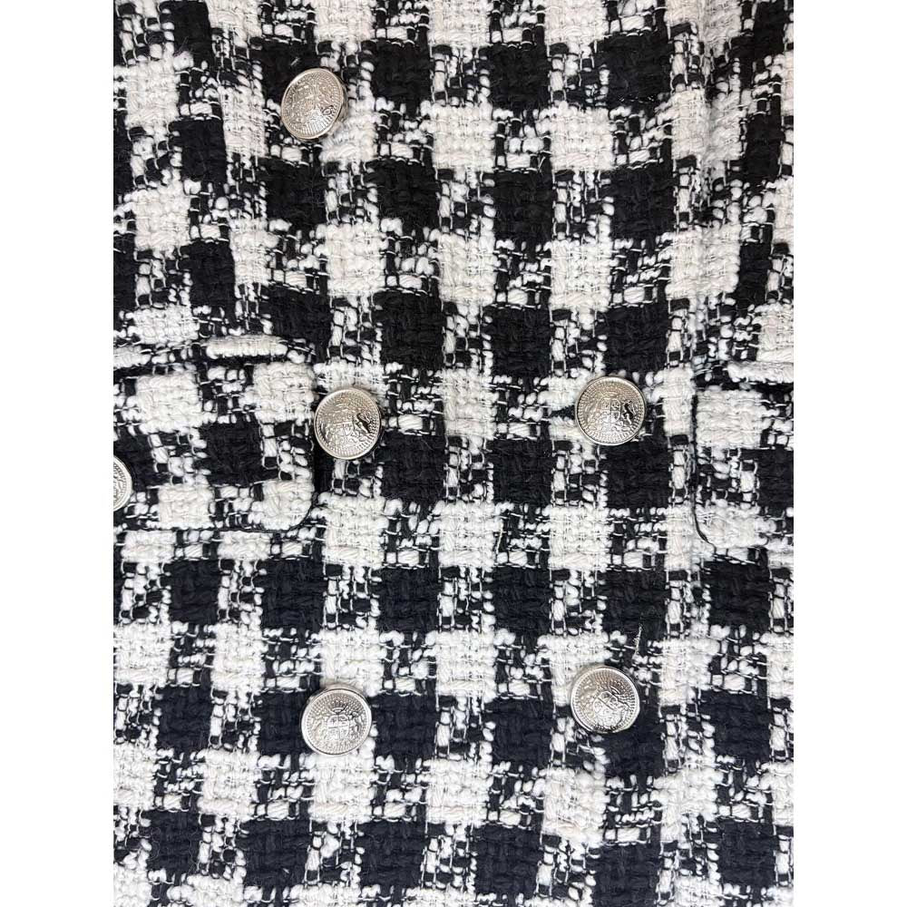 House of Fett Women White Checkered Coat