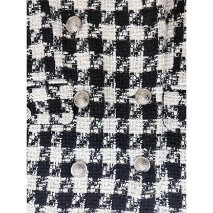 House of Fett Women White Checkered Coat