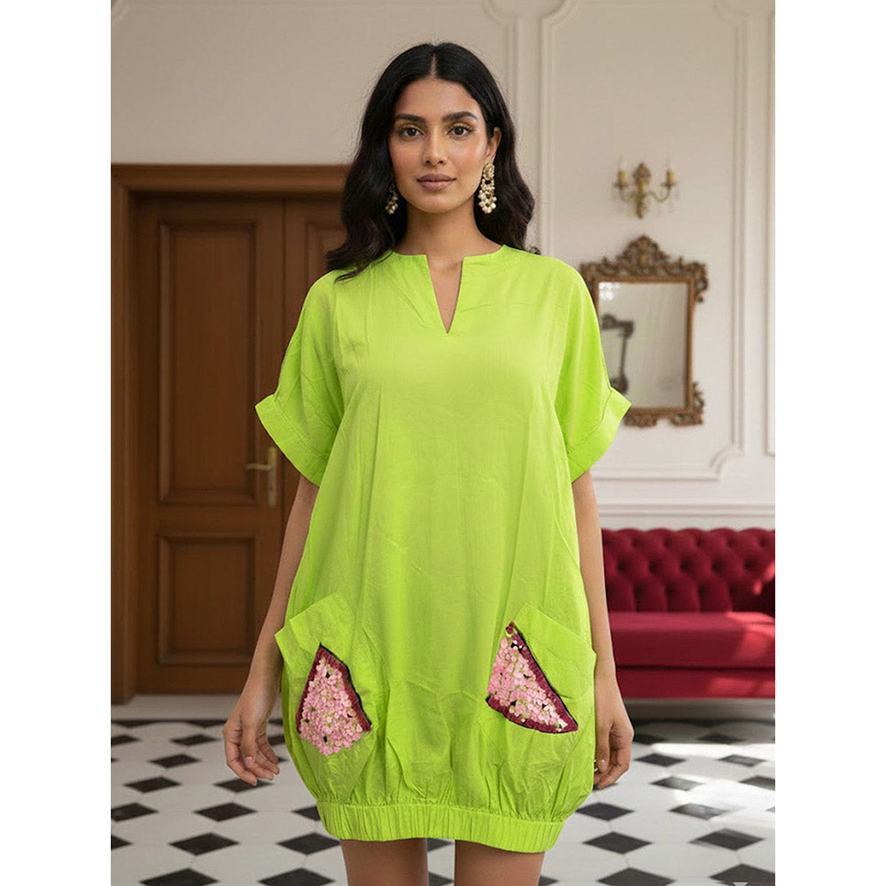 House of Fett Watermelon Dress-Green