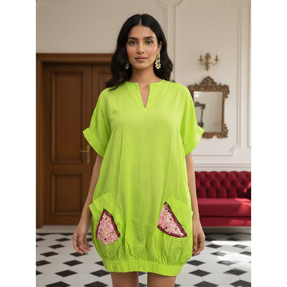 House of Fett Watermelon Dress-Green