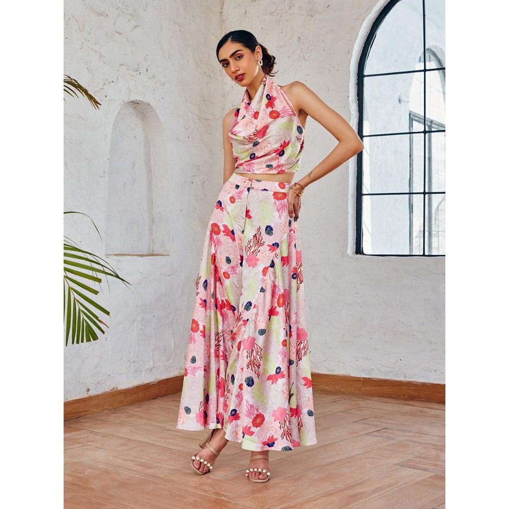 House of Fett Coralrush Off White Cape with Top and Pant Co-Ords