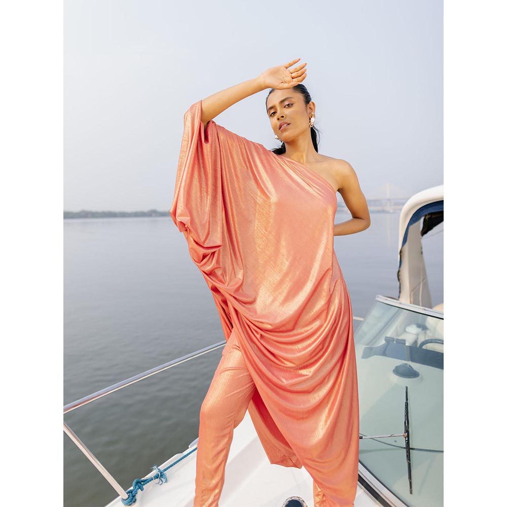 House of Fett Bellagio Peach Dress with Pant
