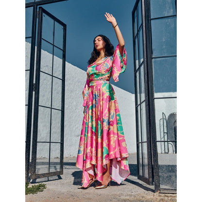 House of Fett Fiori Pink Top with Pant Co-Ords