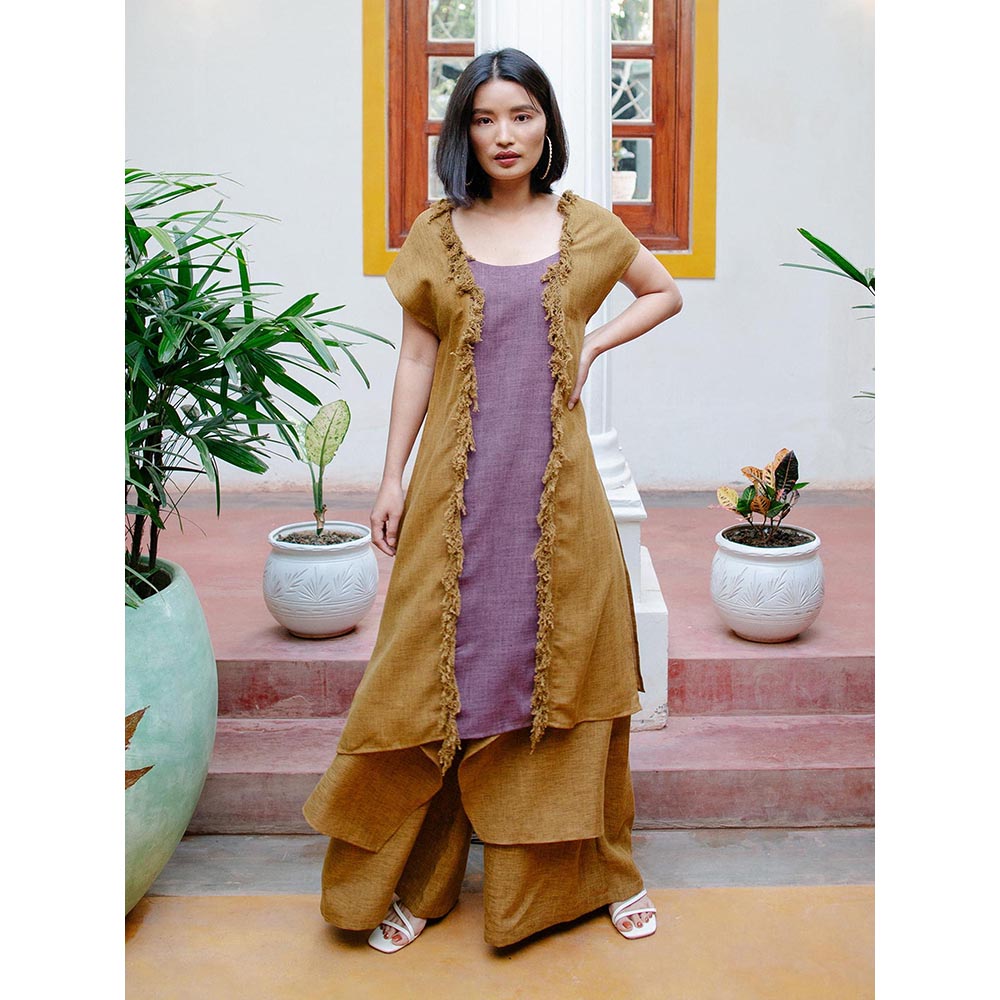 House of Fett Kekova Fringe Multicolor Kaftan with Pant