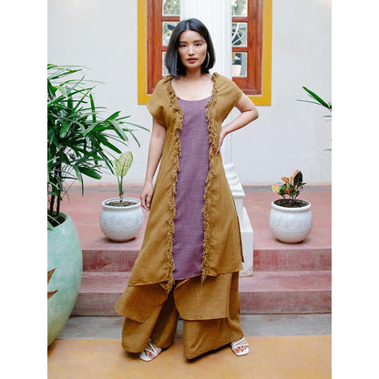 House of Fett Kekova Fringe Multicolor Kaftan with Pant
