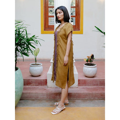 House of Fett Kekova Fringe Multicolor Kaftan with Pant