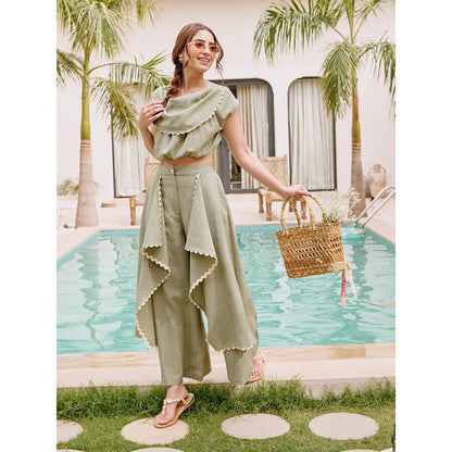 House of Fett Mersin Novo Green Top with Pant Co-Ords