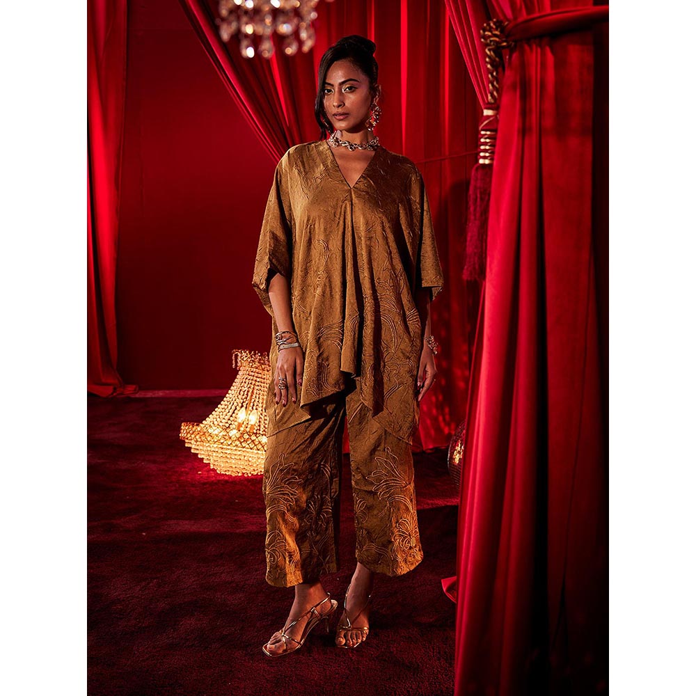 House of Fett Ochre Embroidered Mustard Pant